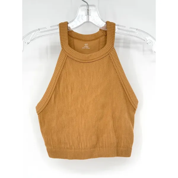 Aerie Superchill Seamless Cropped Halter Tank Womens‎ M Brown Ribbed Minimalist - Image 6