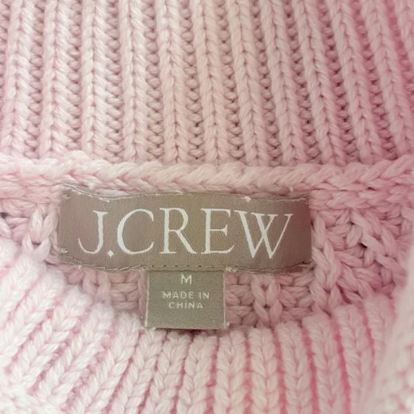 J.Crew Pink Shaker Stitch Mock Neck Cotton Sweater BE159 Medium EUC - Image 6