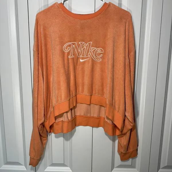 Nike Women's Retro Femme‎ Terry Cropped Crew Sweatshirt XL Velour Track Gorpcore - Image 2