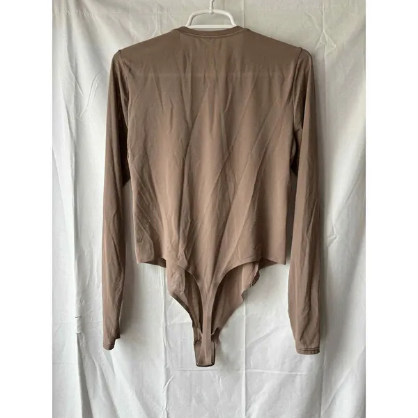 Lululemon Wundermost Nulu Mesh Long Sleeve Crewneck Bodysuit Taupetastic NO DOT - Image 2