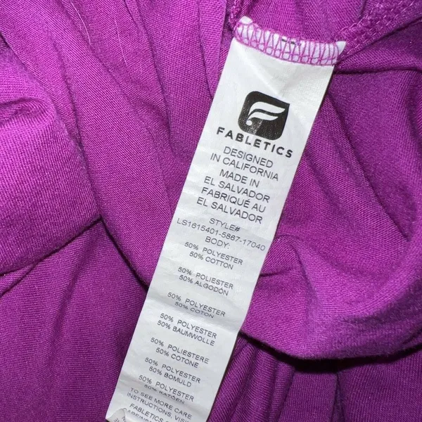 Fabletics Womens Switchback Activewear Top Size M Long Sleeve Purple Shirt - Image 5