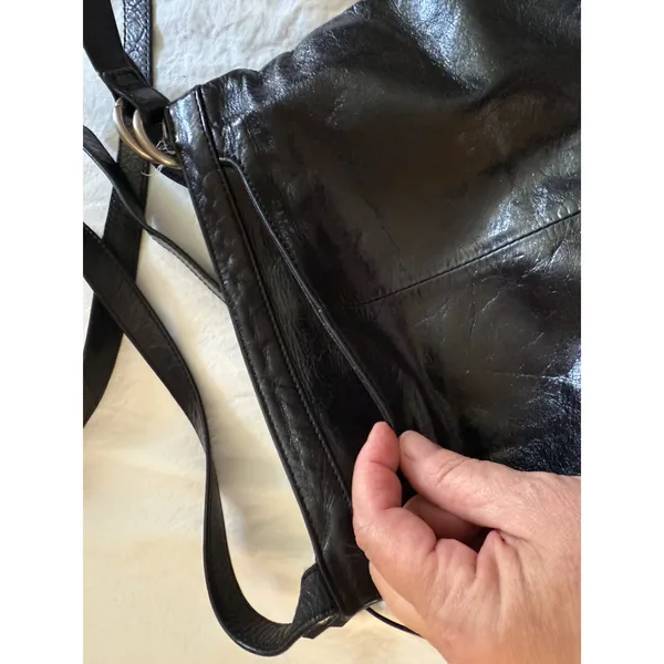 HOBO International Black Leather Crossbody Bag Multi Pocket Zip Organizer Purse - Image 10