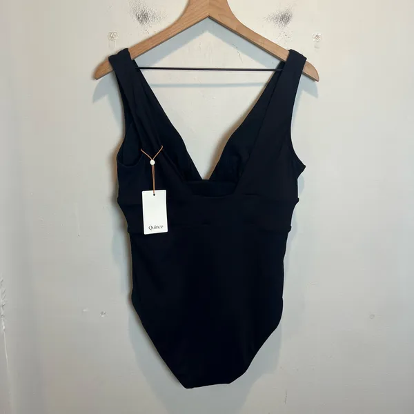 NWT QUINCE- Italian Plunge One-Piece Swimsuit Black Size XL - Image 5