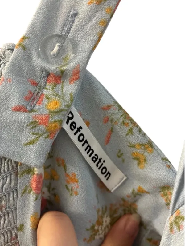 Reformation Humphrey Mini Dress Blue Floral Grazia Vacation romantic Fairy - Image 9