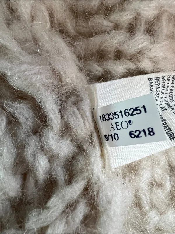American Eagle Wool Mohair Open Front Chunky Knit Shawl Cardigan Y2K L - Image 6