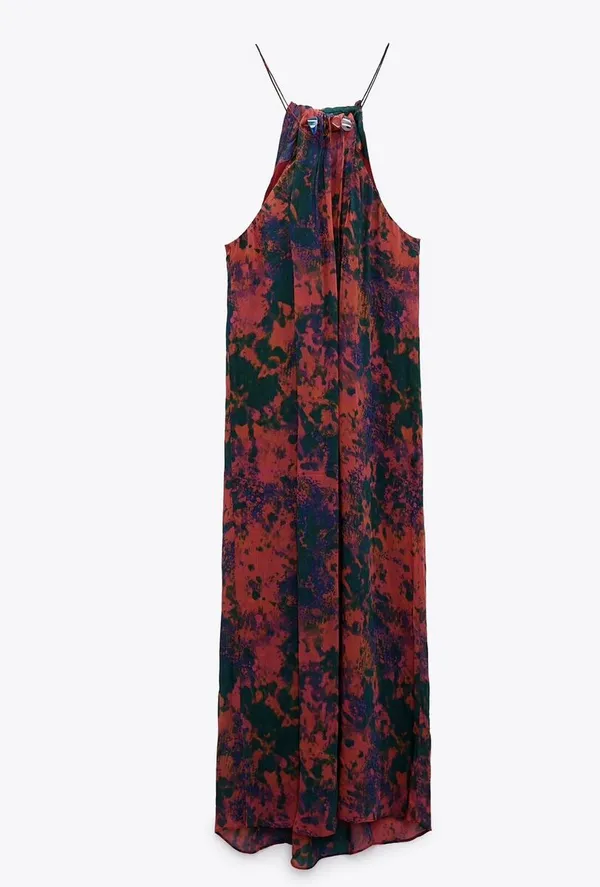 Zara maxi dress long printed beaded bohemian summer - Image 9