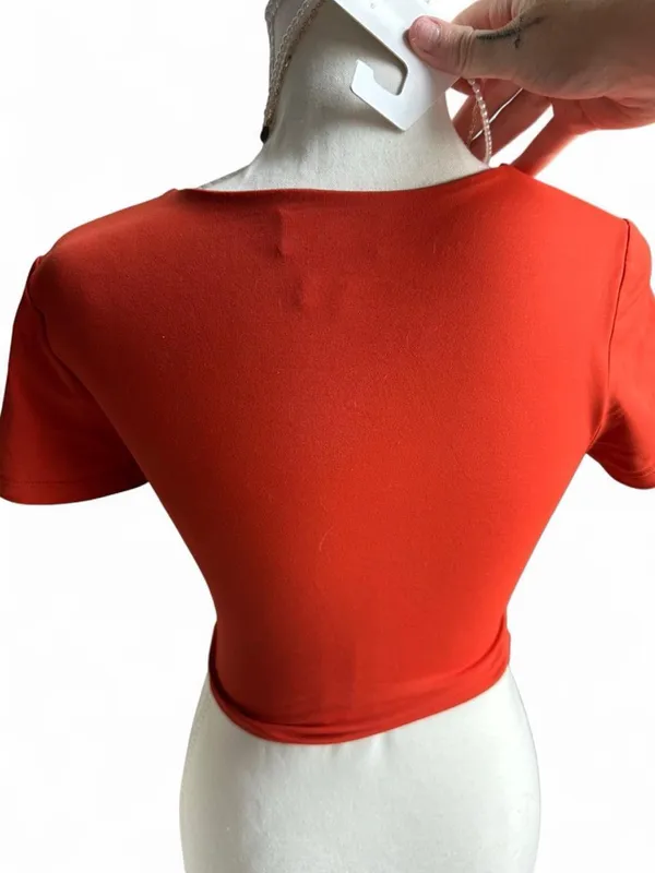Babaton Burnt Orange Short Sleeve Crop Top - Image 9