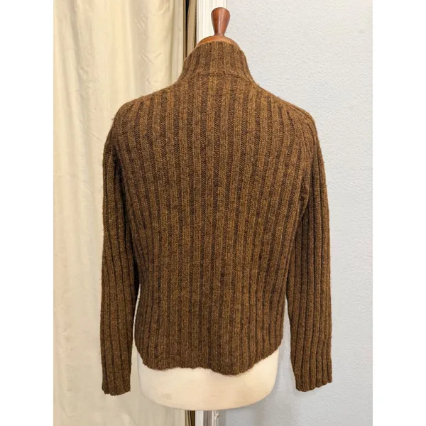 The Limited America Brown Ribbed Wool Blend Katherine Sweater M Mock Neck Fall - Image 3