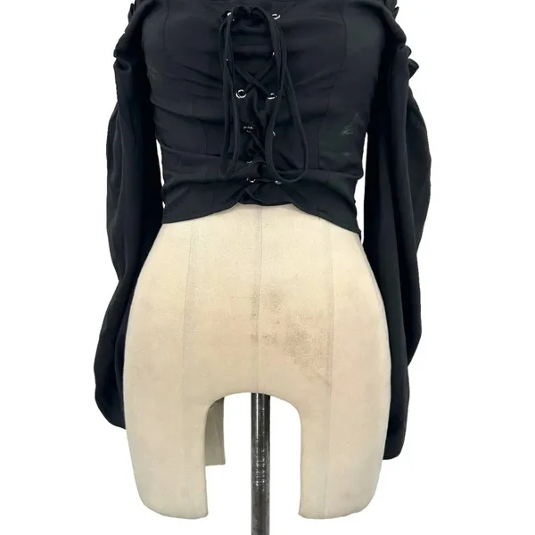 Superdown Darleen Off the Shoulder Corset Top in Black‎ Size XS - Image 5