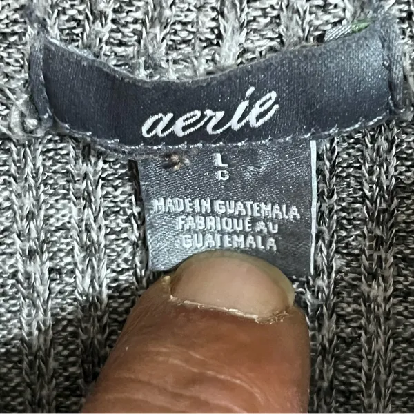 Aerie Womens Large Gray Ribbed‎ Turtleneck Sweater Oversized Pullover Top - Image 2