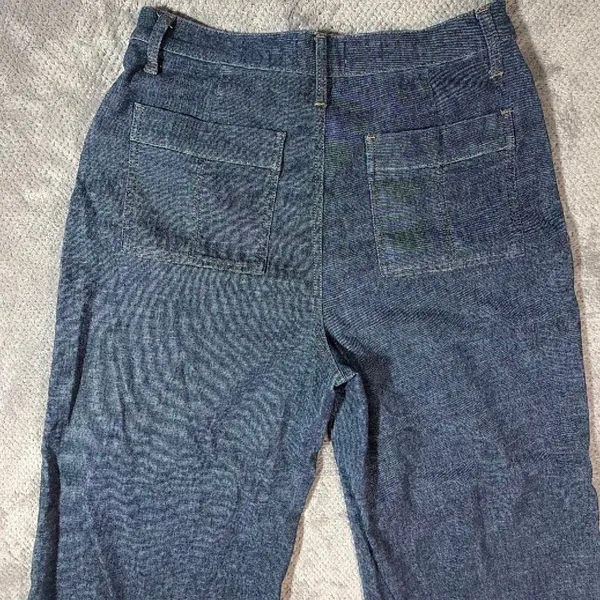EVEREVE Women’s 29 Blue Chambray Wide Leg Crop Pants Button Fly Patch Pockets - Image 11