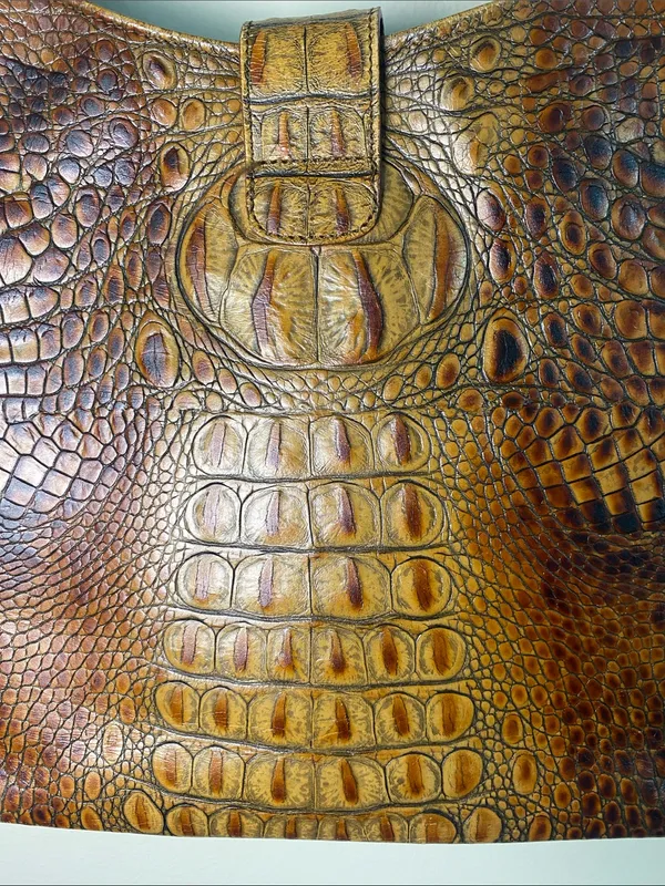 Brahmin vintage Brown Croc-Embossed Leather Shoulder Bag - Image 4