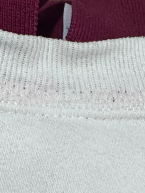 Vintage Fall Leaf Sweatshirt 90s Embellished Collar White Burgundy XL - Image 8