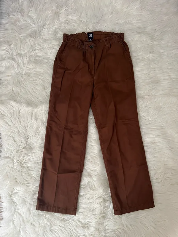 GAP Easy Twill Brown Straight-Leg Pants Size Medium  - Image 4