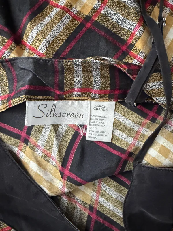 Vintage Silk Plaid Cami Multiple Size L - Image 4