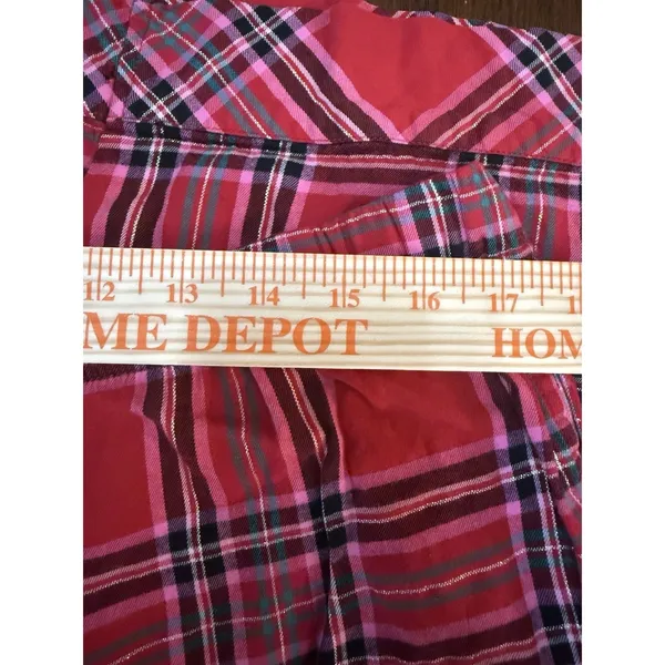 Victoria's Secret Plaid PJ Pajama Set Size XLarge Red Pink Drawstring Button up - Image 9