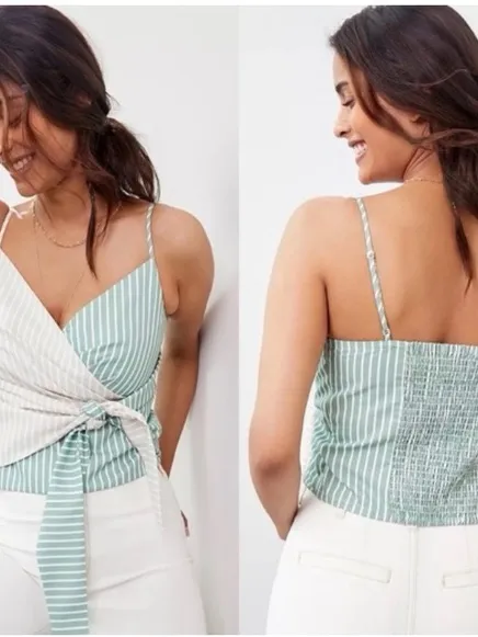 Mare Mare x Anthropologie | Tie-front striped wrap tank top, M - Image 2