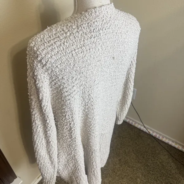 Bobeau Cream Cardigan Textured Knit chunky Sweater Coat sz L open front‎ duster - Image 4