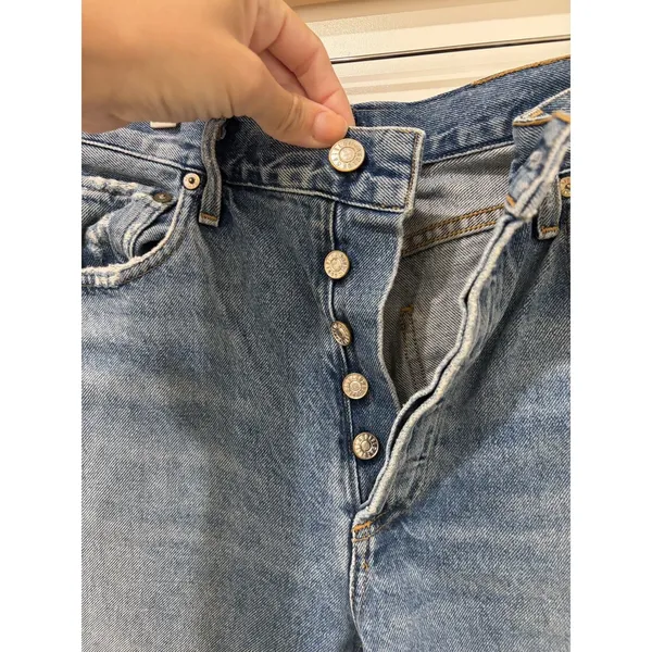 AGOLDE Waist High Rise Frayed Denim Distressed Bermuda Shorts Jamie 26 - Image 3