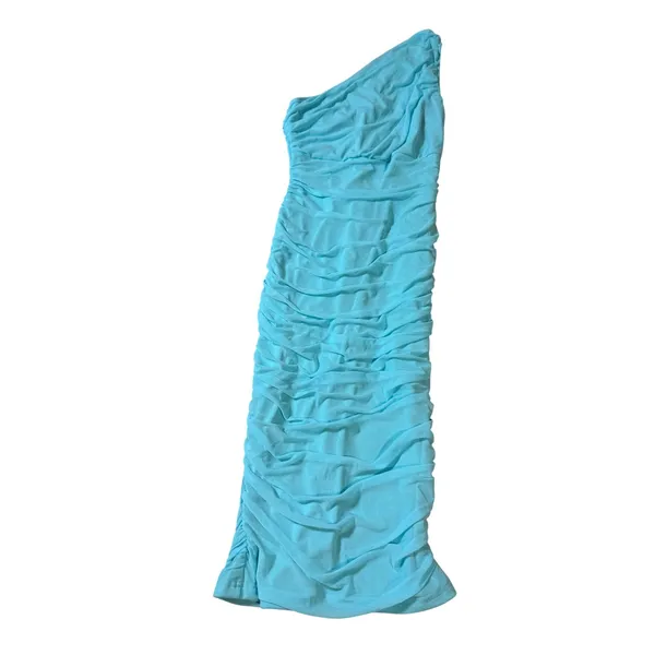 NWOT OYS Light Blue Ruched Midi One Shoulder Dress Size Large Formal‎ Sexy - Image 2