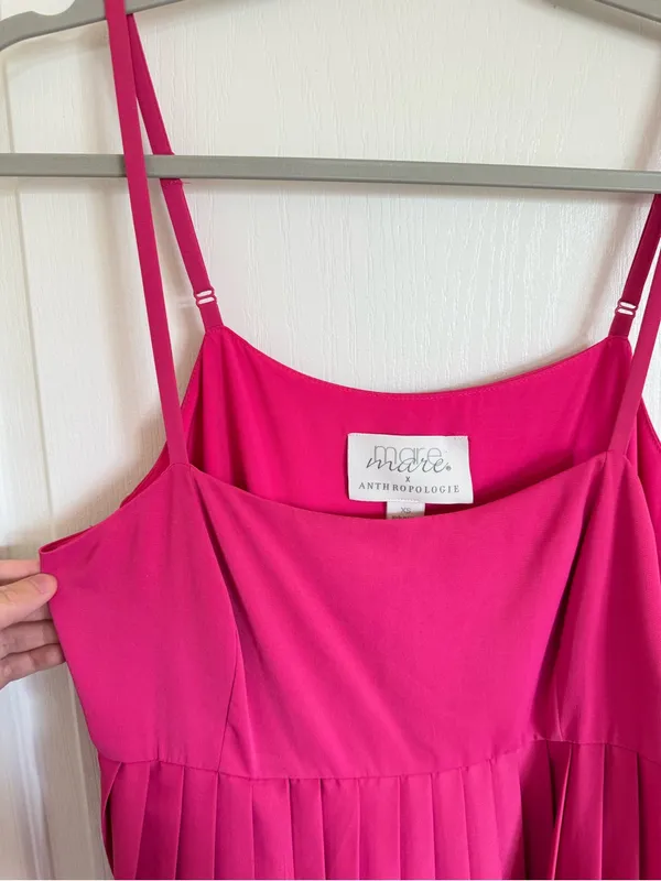 Anthropologie Mare Mare Pink Pleated Maxi Dress - Image 4