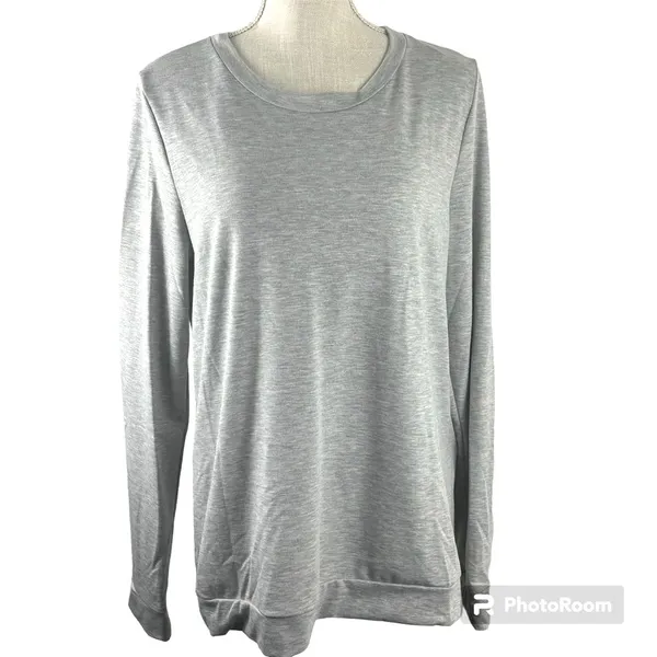 12PM by Mon Ami Gray Sweatshirt Red Heart Elbow Patch Women’s Large NWOT - Image 2