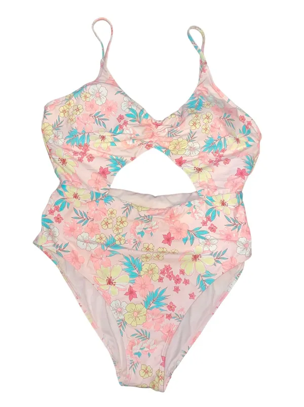 Celebrity Pink Floral Cut Out Swimsuit - Image 4