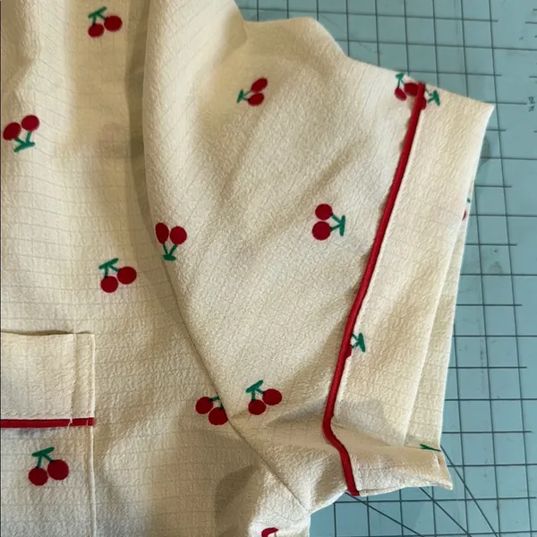 Cherry Print women’s Pajamas - Cream and Red - Image 8