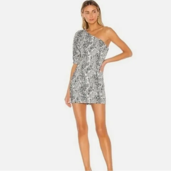 NBD Revolve Shey mini snakeskin poof sleeve dress new with tags - Image 2