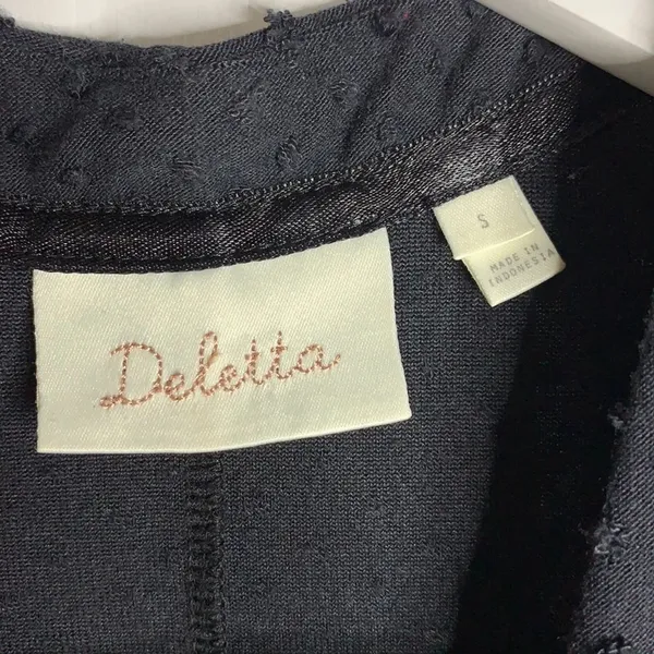 Anthropologie Deletta Black Wrap Nubby V-neck Tank Top Blouse W-089 Size S - Image 4