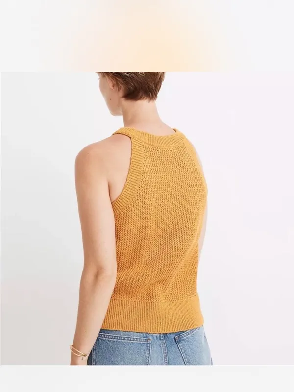 EUC Madewell cutaway sweater tank mustard color - Image 2
