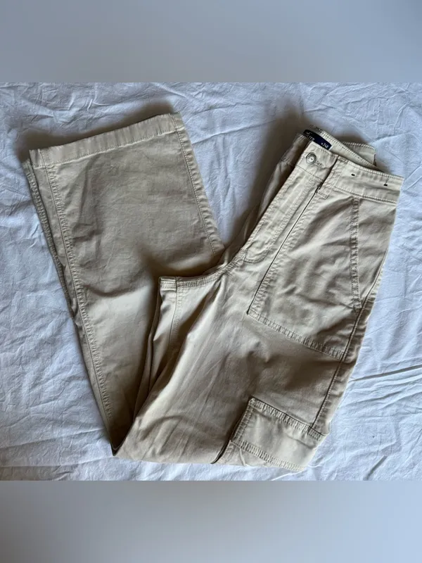 Hollister Khaki Tan Low Rise Baggy Cargo Pants Size 24 - Image 10