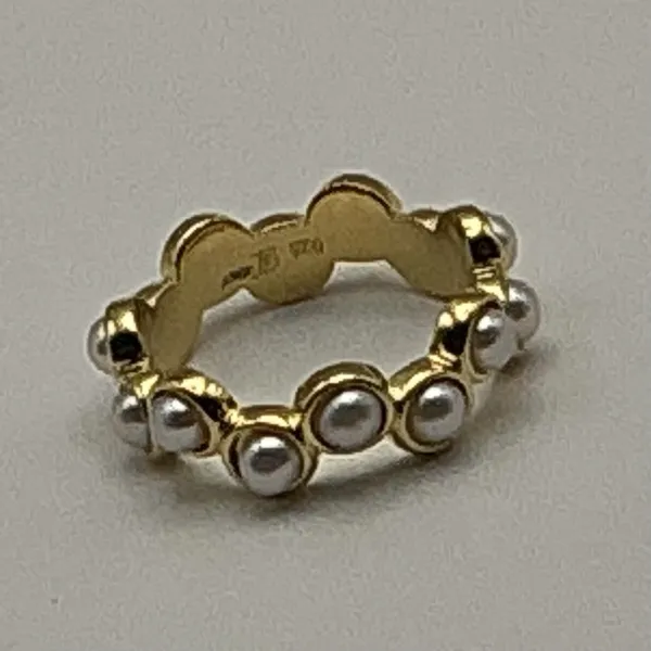 Honora J438011 Cultured Freshwater Pearl Eternity Band Ring 18K Gold Plate Sz 6 - Image 7