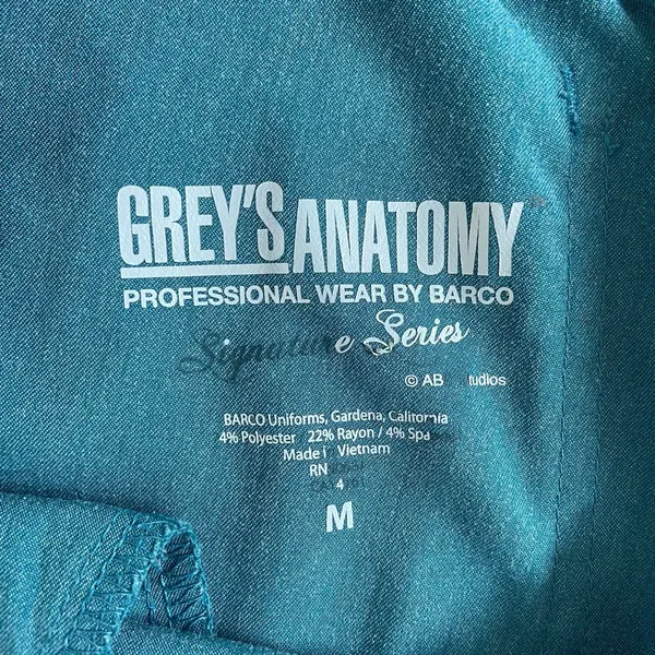 Grey's Anatomy women's teal elastic drawstring pocket‎ straight scrubs pants M - Image 7