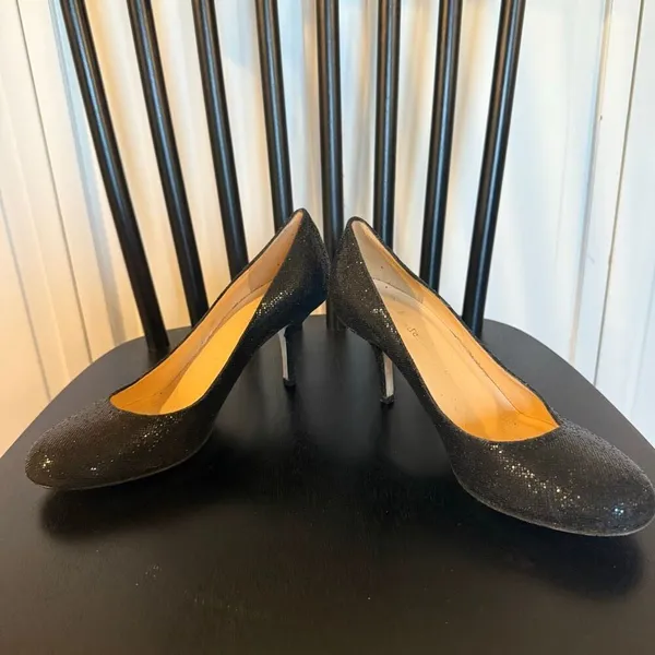 Kate Spade black glitter round toe pumps heels 8 - Image 9