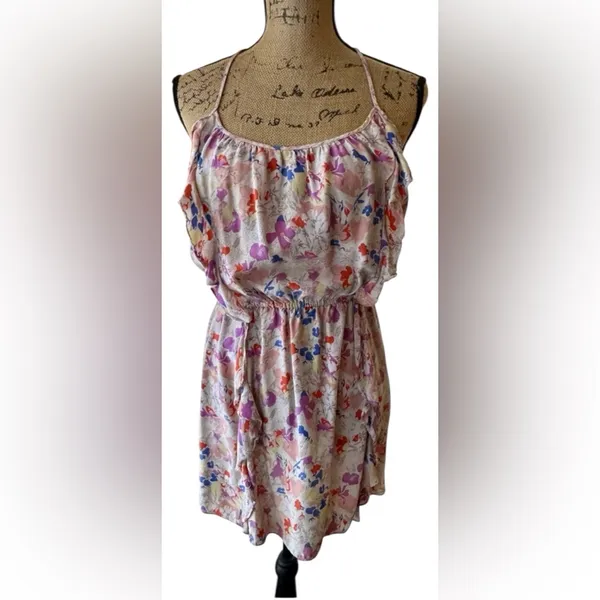Parker Floral Racerback Silk Spaghetti Strap Mini Dress Size S - Image 2