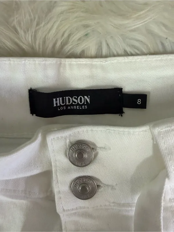 Hudson White High-Rise Wide Leg Pants Size 8 Tie Waist Utility Crop - Image 5