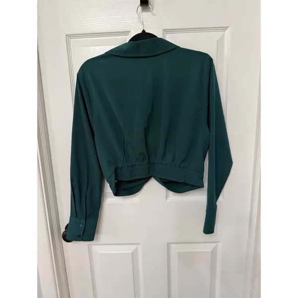 Abercrombie &‎ Fitch Womens Twist Front Crop Top Forest Green Long Sleeve L - Image 5