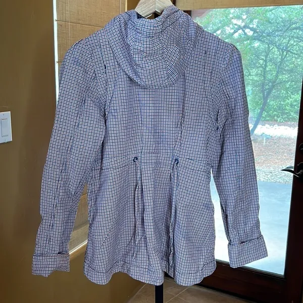 Roxy Navy & Orange Plaid Hooded Jacket Zip Front Women’s Size Medium - Image 9