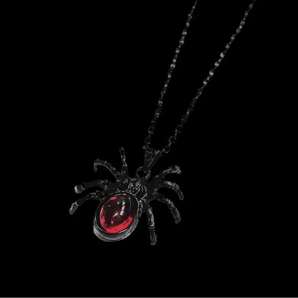 Gothic Black/Red Cute Spider‎ Pendant Necklace Punk Retro Style Fashion Jewelry - Image 8