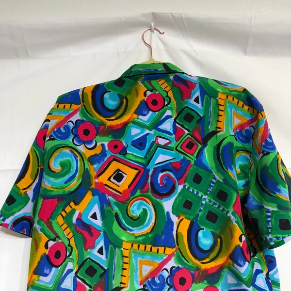 Nicola Green Geometric Vintage Button Down Sz 10 - Image 9