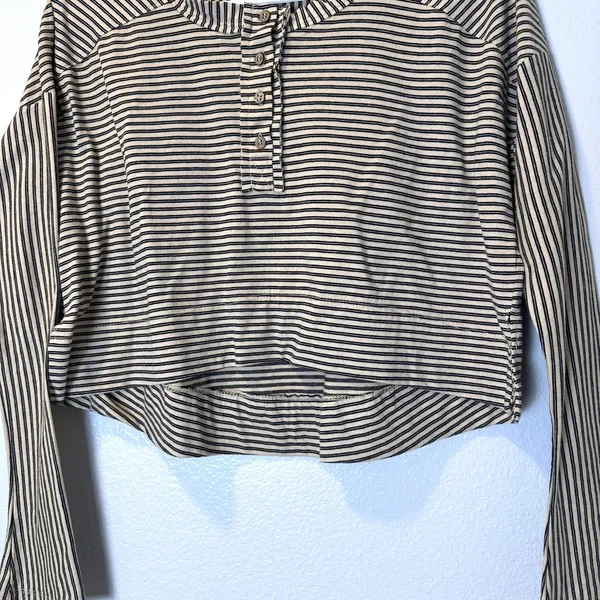 Free People Intimately Size-XS/T Lounge Top Seeing Stripes Cropped Slouch Henley - Image 5