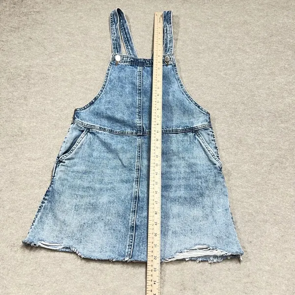 BLANKNYC Acid Wash Denim Overall Dress Blue Distressed Frayed Mini Sz 25 Classic - Image 6