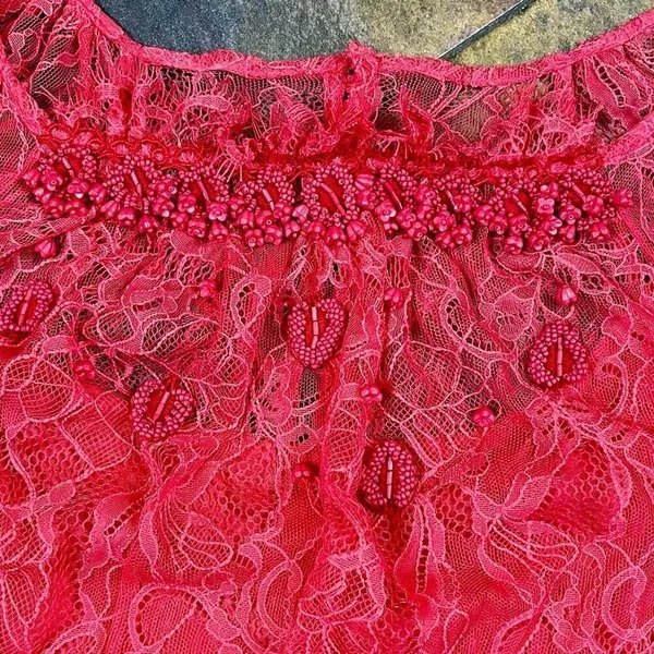 Free People Beaded Lace Vintage Style Mini Dress Large - Image 9