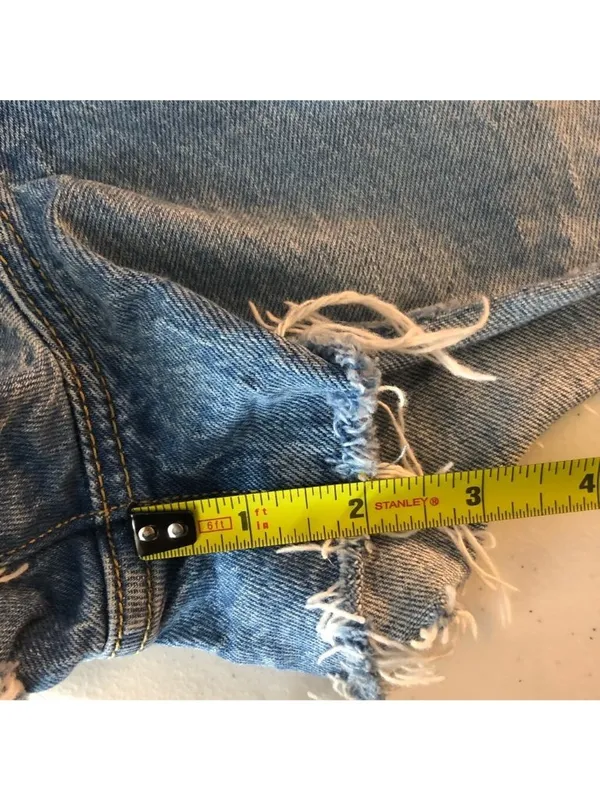 Levis Womens Ribcage Jean Shorts Blue Distressed Medium Wash Stretch Pockets 26 - Image 5