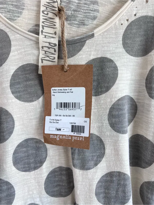 NWT Magnolia Pearl Dylan Go Go Dot Cotton Jersey Distressed Oversized OS - Image 3