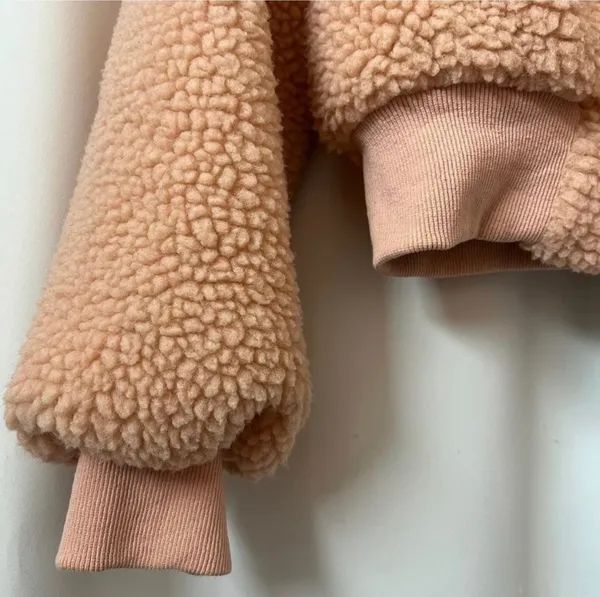 Forever 21 Light Pink Faux Shearling Oversized Teddy Jacket Fleece Sherpa Coat Size Medium - Image 5