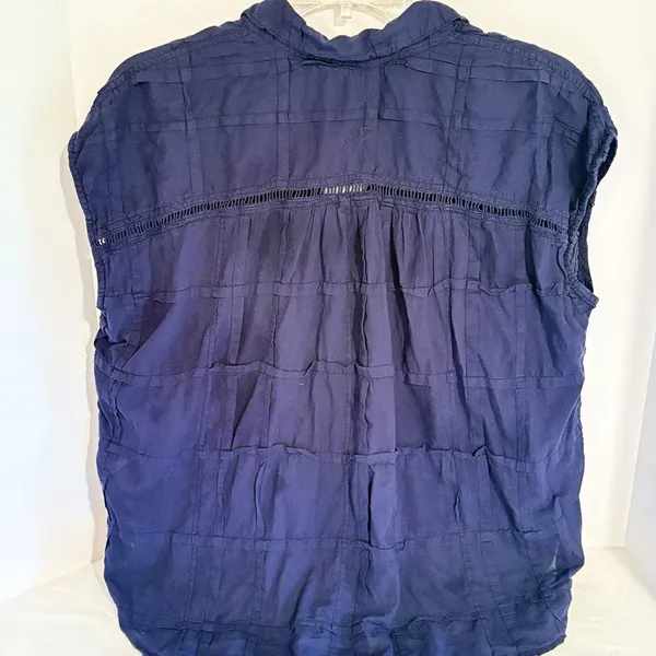 Anthropologie Pilcro and the Letterpress Navy Blue Relaxed Fit Cotton Blouse XS - Image 5