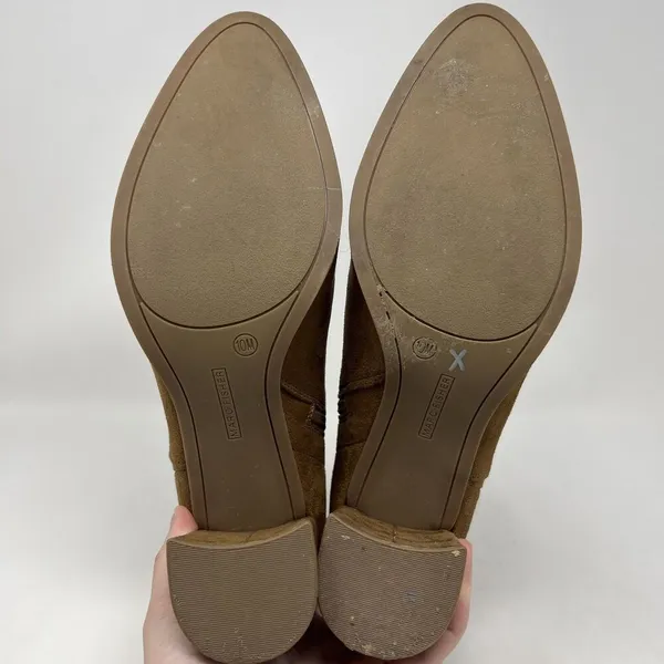 Marc Fisher Dyvine‎ Pointy Toe Block Heel Booties Tan Brown Suede Zip Size 10 - Image 12