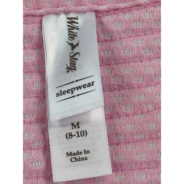 White Stag Pink Seersucker Snap Front House‎ Coat Floral Embroidered Robe M 8-10 - Image 8